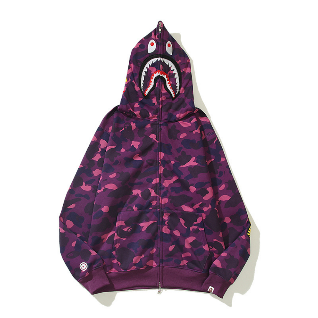 BAPE Hai Camo Streetwear Set: Bequemer Hoodie, Shorts oder Jacke, Exklusiver Look