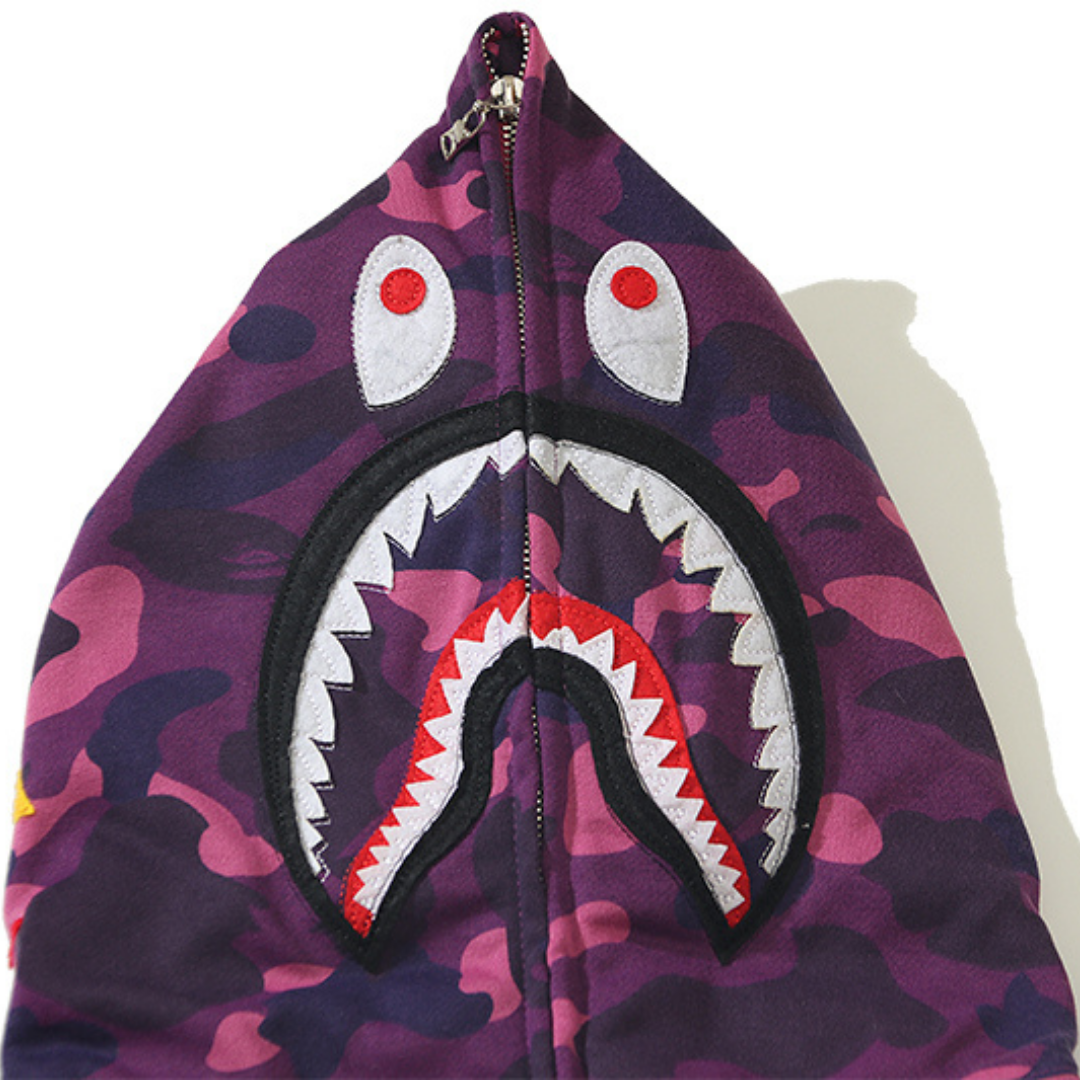 BAPE Hai Camo Streetwear Set: Bequemer Hoodie, Shorts oder Jacke, Exklusiver Look