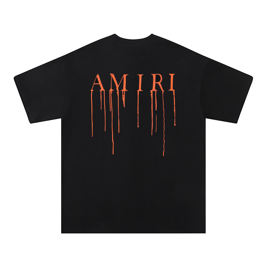 Amiri Paint Drip AM Schwarzes T-Shirt – Stylisches Designer-Shirt mit einzigartigem Farbspritzer-Design