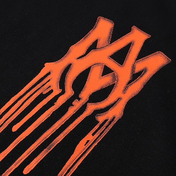 Amiri Paint Drip AM Schwarzes T-Shirt – Stylisches Designer-Shirt mit einzigartigem Farbspritzer-Design