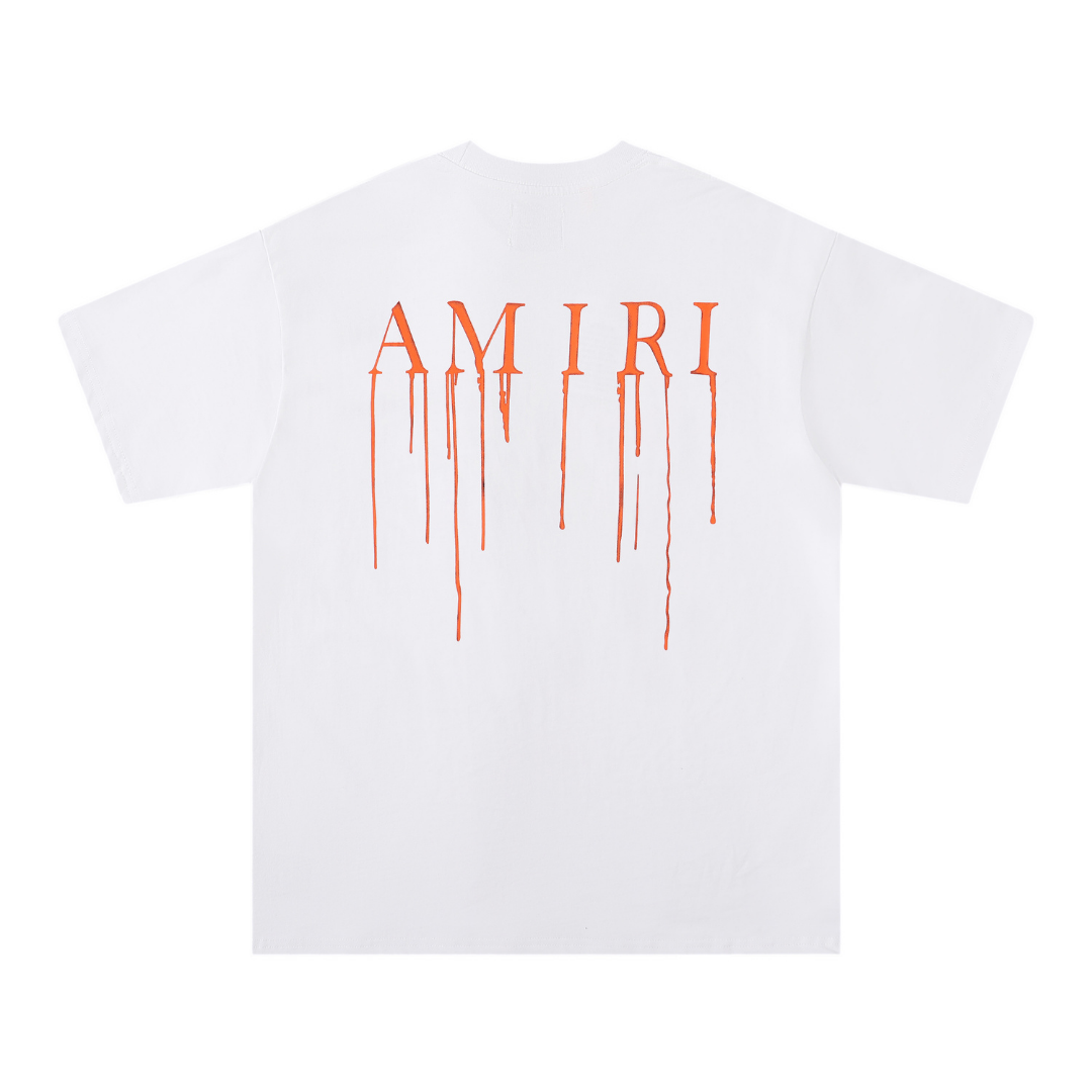 Amiri Paint Drip AM Weißes T-Shirt – Künstlerisches Design für Streetwear-Liebhaber