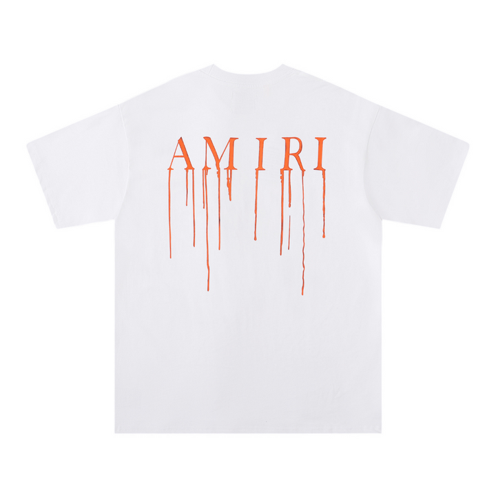 Amiri Paint Drip AM Weißes T-Shirt – Künstlerisches Design für Streetwear-Liebhaber
