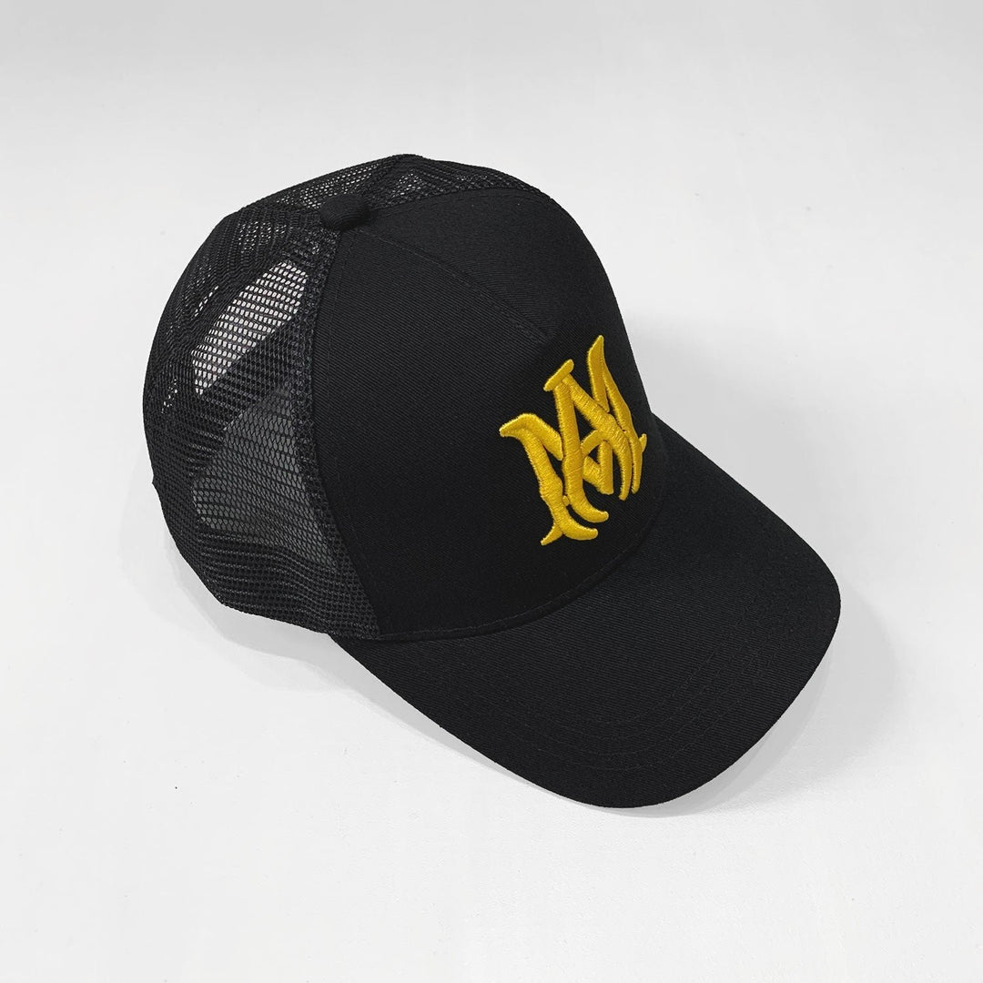 Exklusive Amiri Snapback Kappe Rock & Roll Streetstyle Design Schwarz Gelb