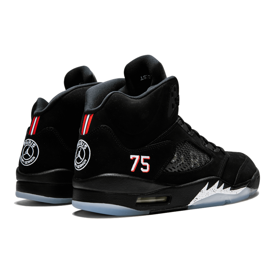 Air Jordan 5 Retro BCFC PSG Sneaker – Schwarzes Nubuk, Kultiges Design
