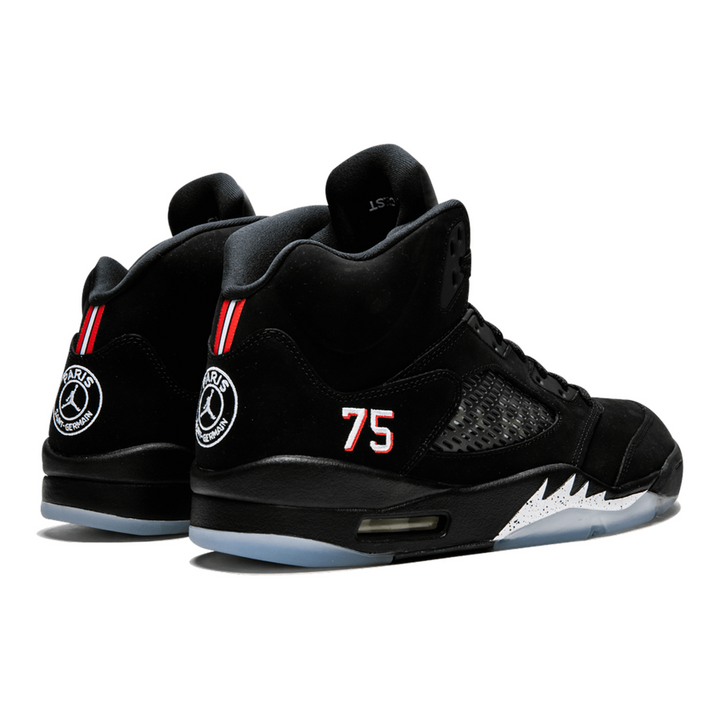 Air Jordan 5 Retro BCFC PSG Sneaker – Schwarzes Nubuk, Kultiges Design