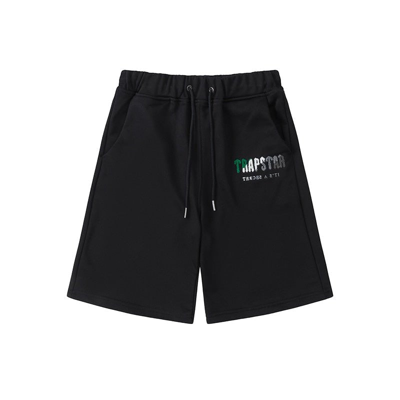 Stylisches Trapstar Decoded Chenille Grün-Schwarz Kurzes Set für Herren