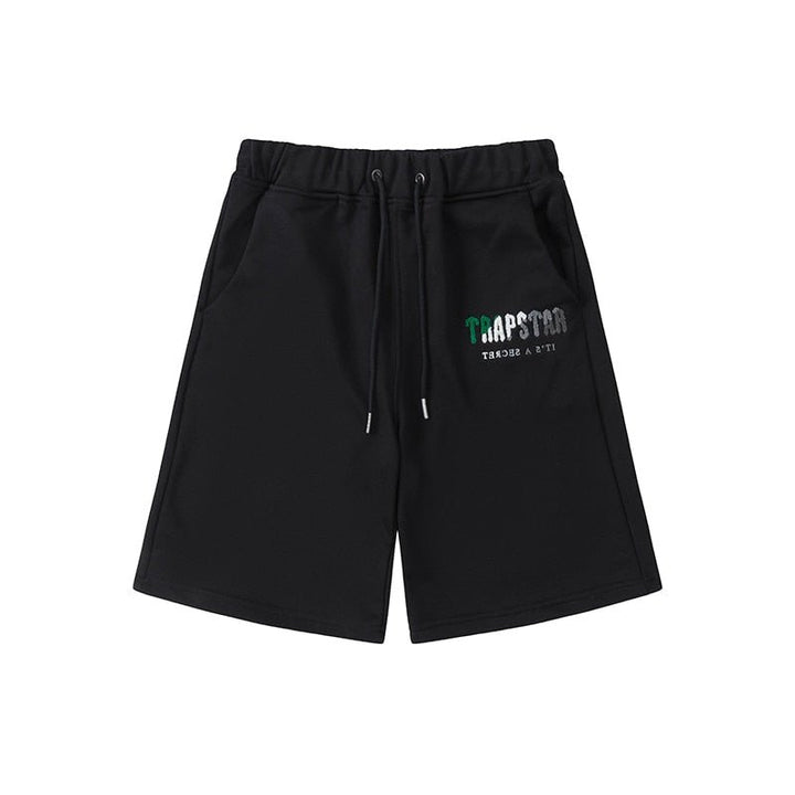 Stylisches Trapstar Decoded Chenille Grün-Schwarz Kurzes Set für Herren