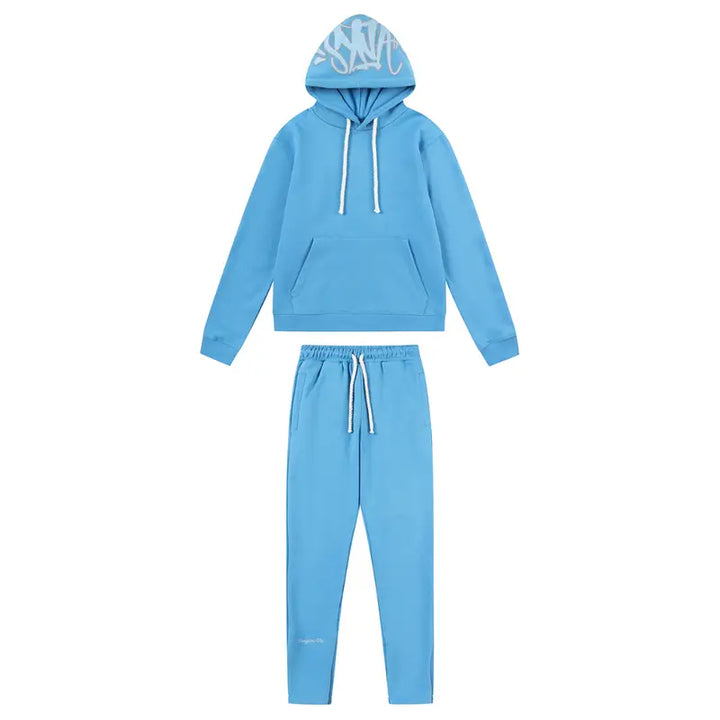 Syna World Logo Blauer Trainingsanzug – Bequemer Streetwear Freizeit Sport Set