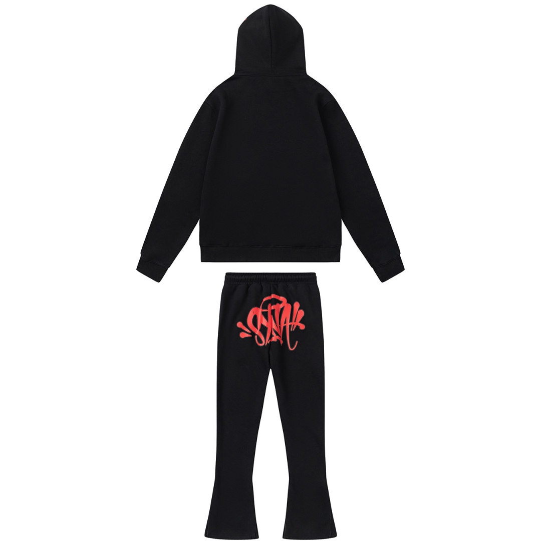 Syna World Schwarzer Roter Trainingsanzug – Stilvoll, Bequem, London Streetwear-Design