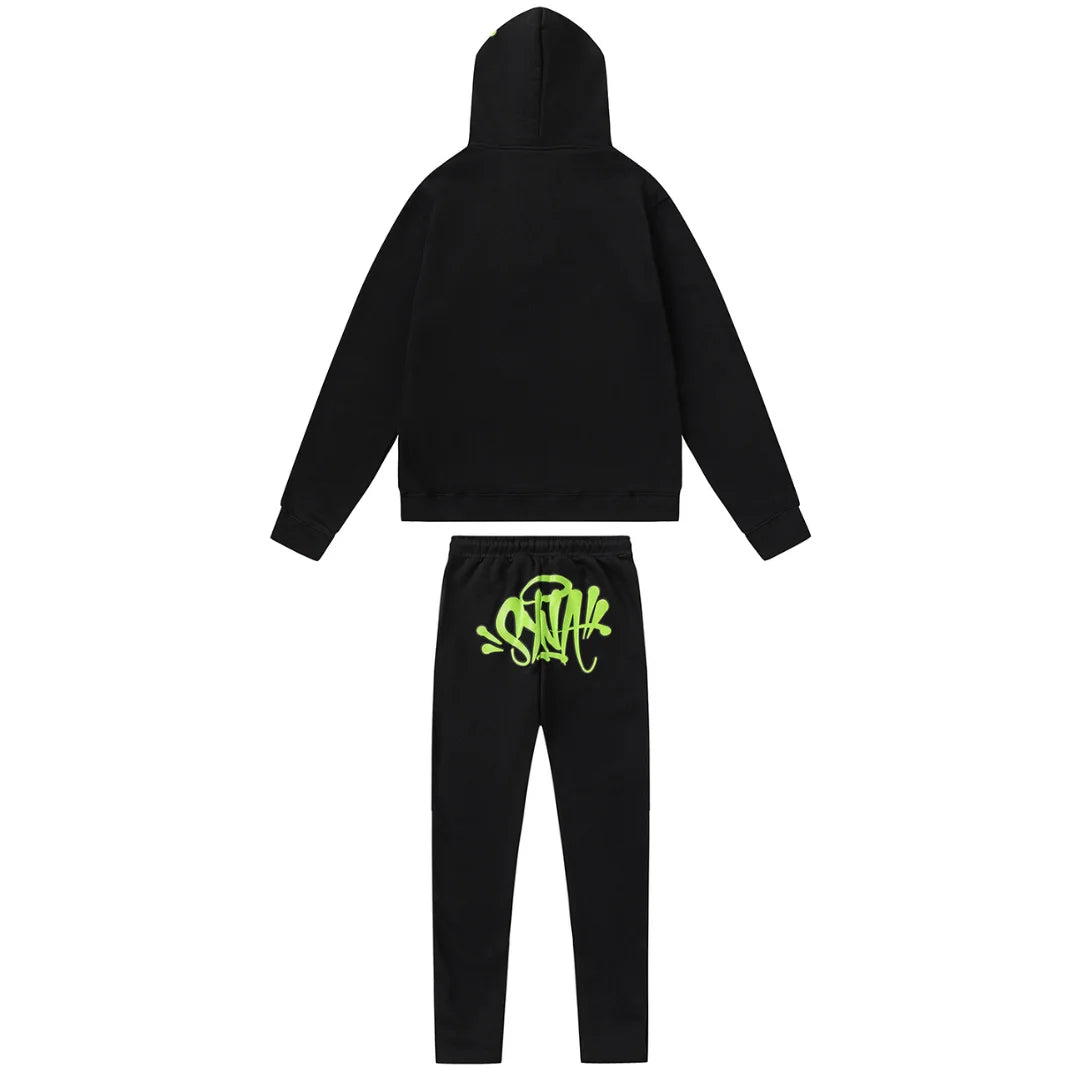 Syna World Schwarzer Grüner Trainingsanzug Stilvolles Streetwear Set Bequeme Passform