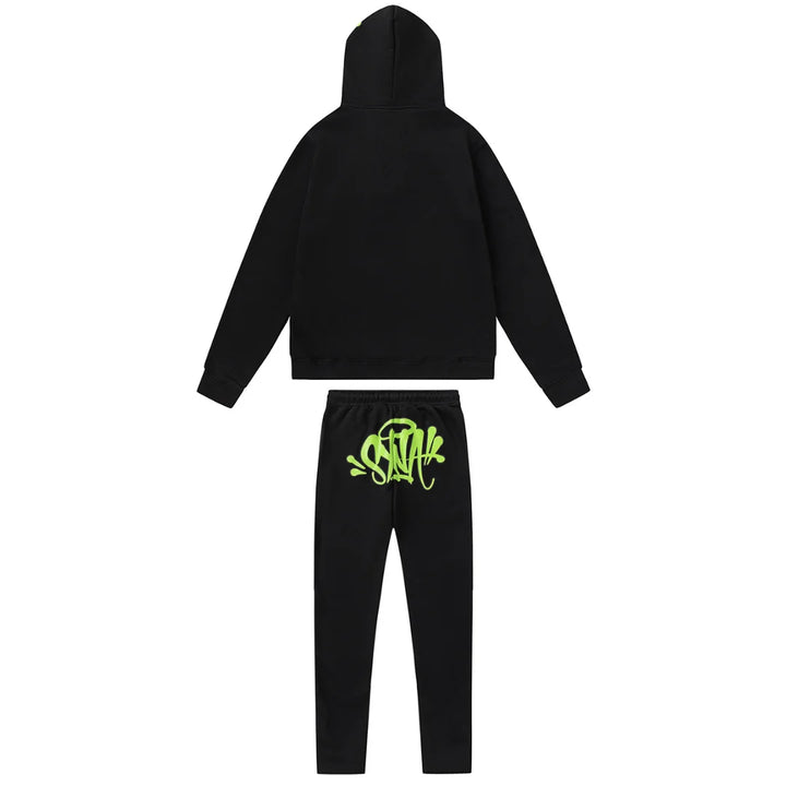 Syna World Schwarzer Grüner Trainingsanzug Stilvolles Streetwear Set Bequeme Passform