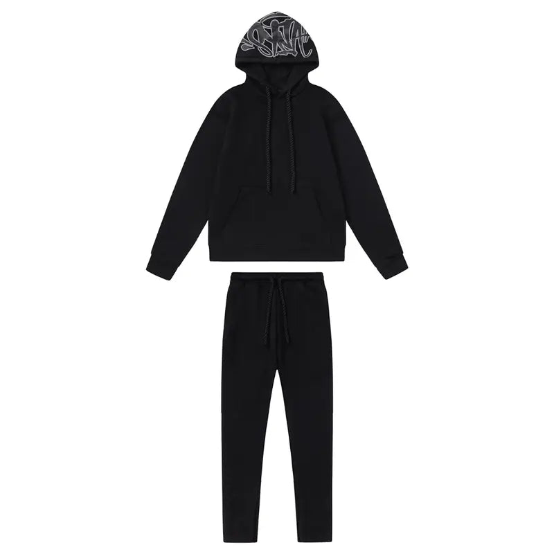 Syna World Logo Schwarz Trainingsanzug: Lässiger Urban Streetwear Komfort Set