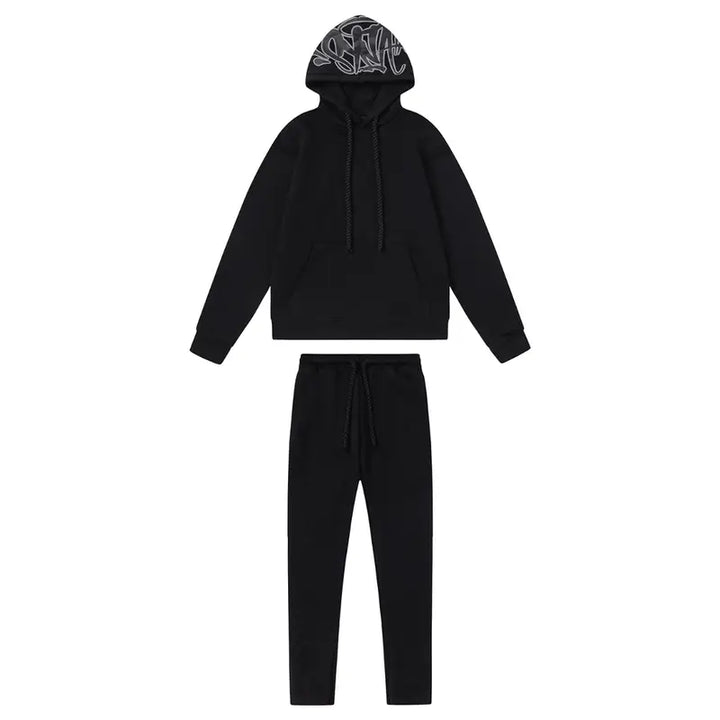 Syna World Logo Schwarz Trainingsanzug: Lässiger Urban Streetwear Komfort Set