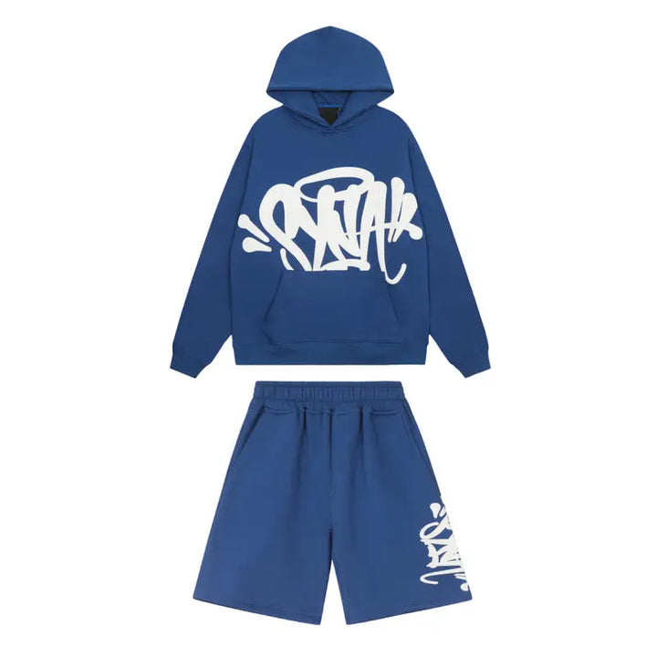 Syna World Urban Blue Set: Bequemer Streetwear Shorts Anzug für Herren