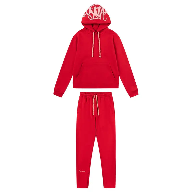 Syna World Logo Roter Trainingsanzug – Bequem, Stilvoll, Hochwertiges Streetwear Set