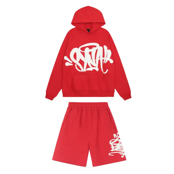 Syna World Rotes Streetwear Set: Premium Hoodie & Jogger für Urban Style