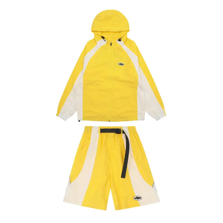 Corteiz Gelbes Streetwear Set: Stylischer Hoodie & Jogger für Herren