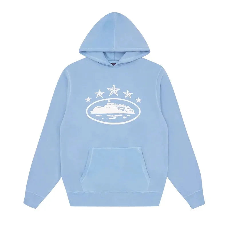 Corteiz 5 Sterne Babyblau Trainingsanzug Luxuriöses Streetwear Komfort Set Herren