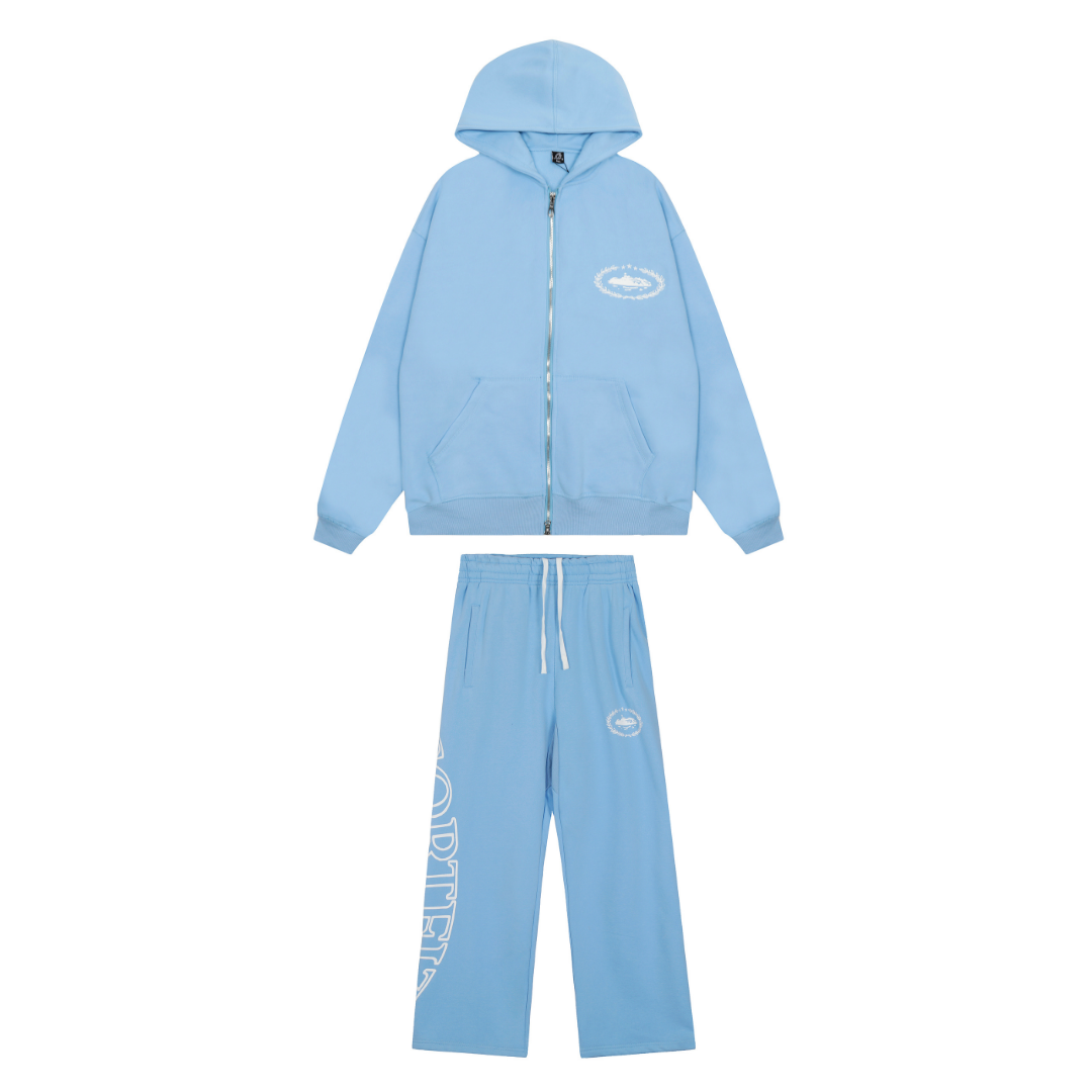 Corteiz Urban Blauer Jogginganzug Set – Stilvoll, Bequem, Modern für Streetwear-Looks