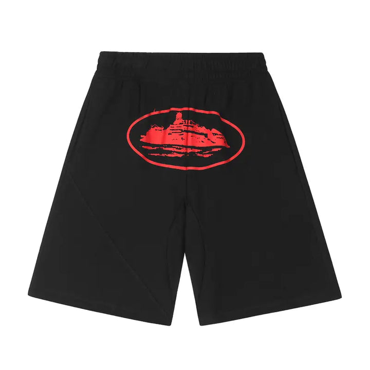 Corteiz Schwarze Rote Shorts – Exklusive Streetwear Herren Shorts Lässig Bequem
