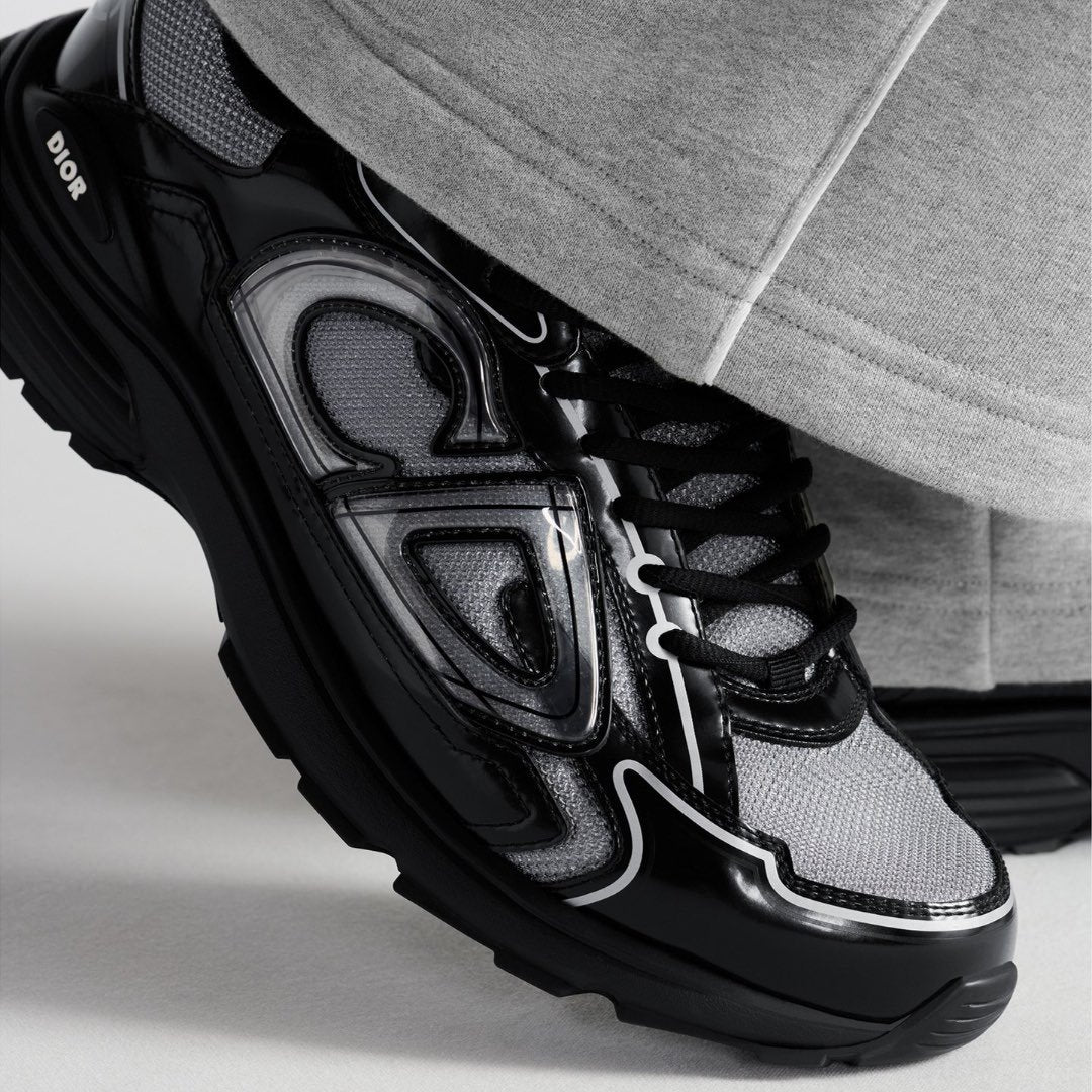 Dior B30 Countdown Sneaker: Luxuriöse Grau-Schwarze Mesh-Turnschuhe für Herren