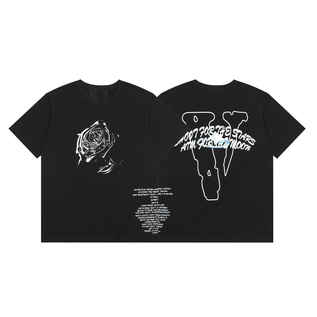 V-LONE Rose Streetwear T-Shirt Unisex Baumwolle Schwarz Komfortabel Stylisch Design