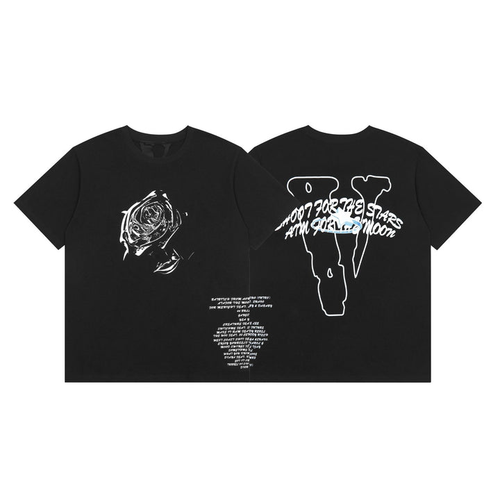 V-LONE Rose Streetwear T-Shirt Unisex Baumwolle Schwarz Komfortabel Stylisch Design