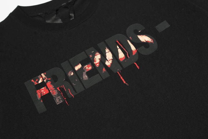 V-LONE Friends Statement T-Shirt: Lässiges Baumwoll-Shirt Streetwear Schwarz/Weiß