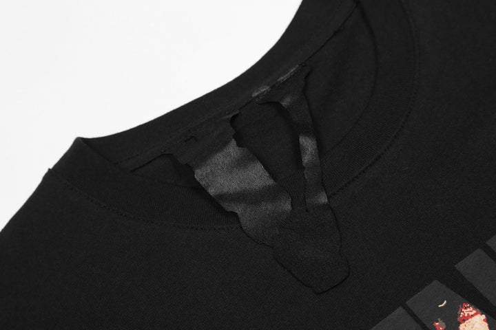 V-LONE Friends Statement T-Shirt: Lässiges Baumwoll-Shirt Streetwear Schwarz/Weiß