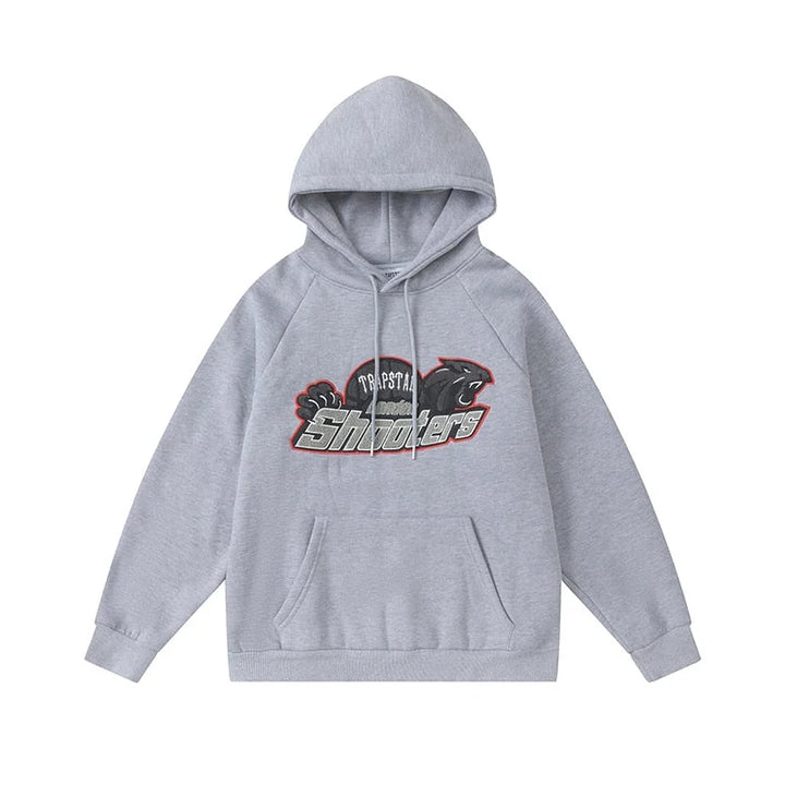 Exklusiver Trapstar London Shooters Grau Roter Trainingsanzug – Komfortabler Streetwear-Look