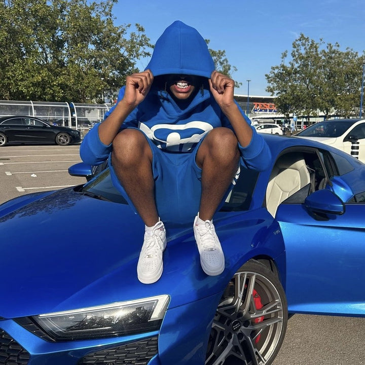 Syna World Urban Blue Set: Bequemer Streetwear Shorts Anzug für Herren