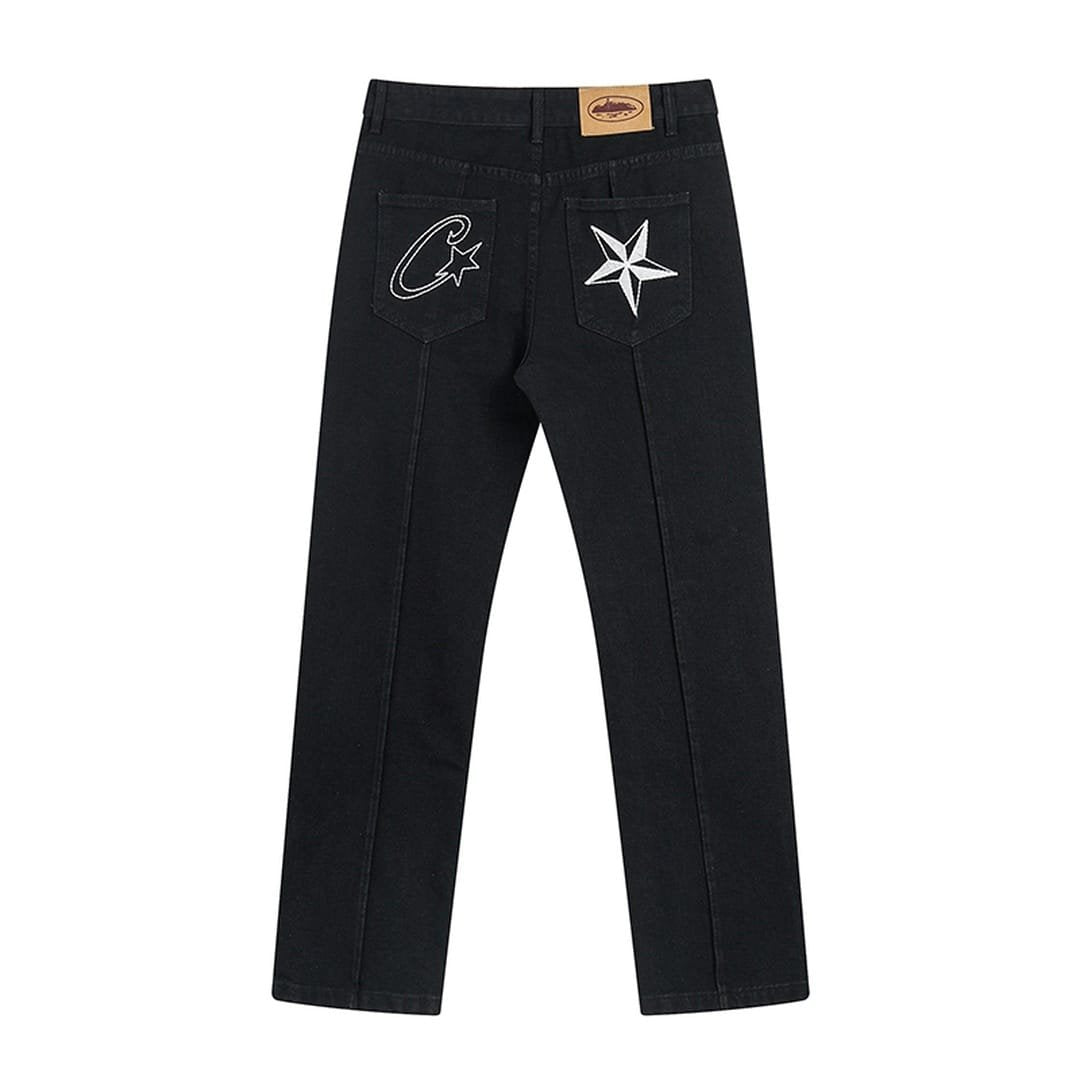 Corteiz Schwarzes Denim Set: Stilvoller Streetwear-Look für Ihn und Sie