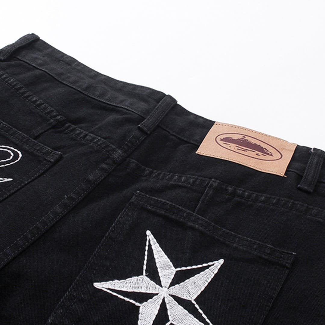 Corteiz Schwarzes Denim Set: Stilvoller Streetwear-Look für Ihn und Sie