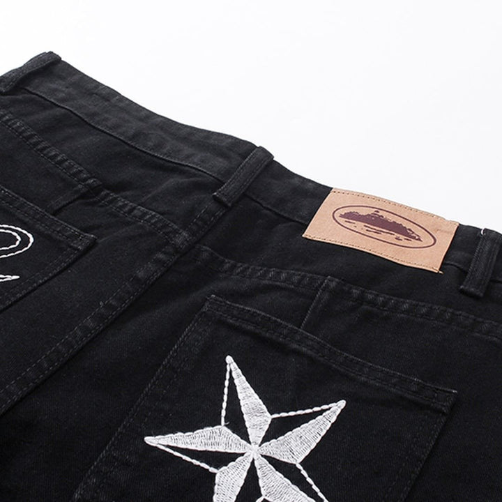 Corteiz Schwarzes Denim Set: Stilvoller Streetwear-Look für Ihn und Sie