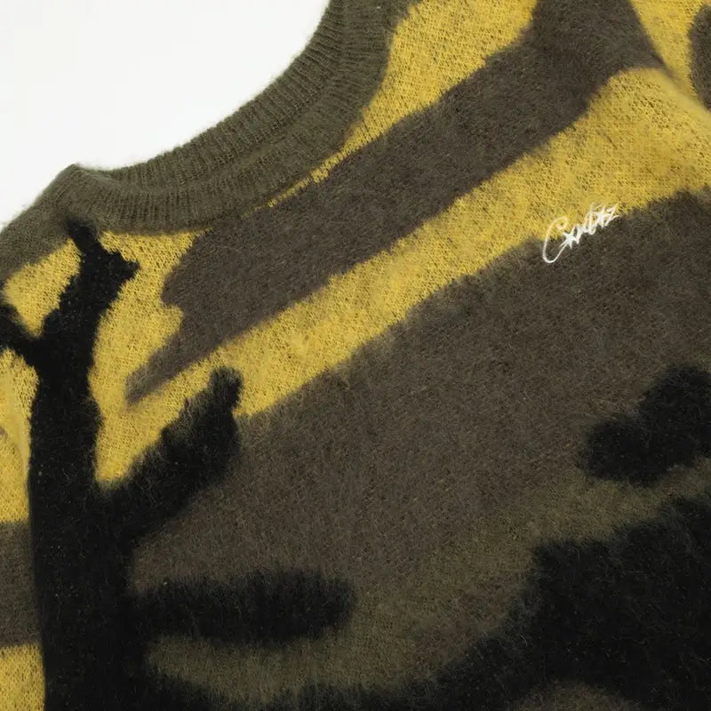 Corteiz Olivgrüner Camo Streetwear Pullover – Hochwertiger Bequemer Design Sweater