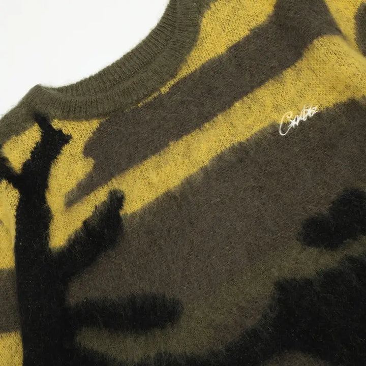 Corteiz Olivgrüner Camo Streetwear Pullover – Hochwertiger Bequemer Design Sweater