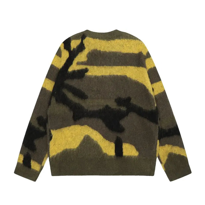 Corteiz Olivgrüner Camo Streetwear Pullover – Hochwertiger Bequemer Design Sweater