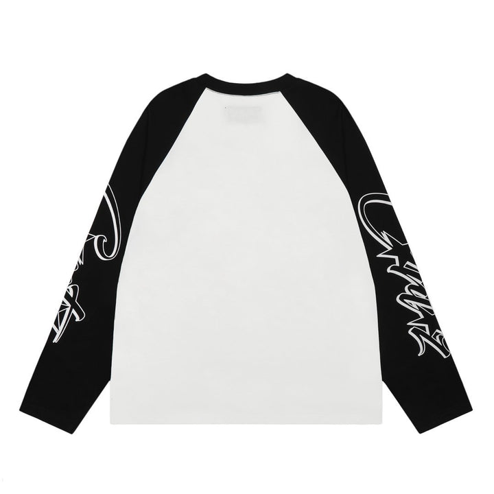 Corteiz Weiß-Schwarz Raglan Langarmshirt – Exklusives Streetwear Unisex Tee Komfortabel