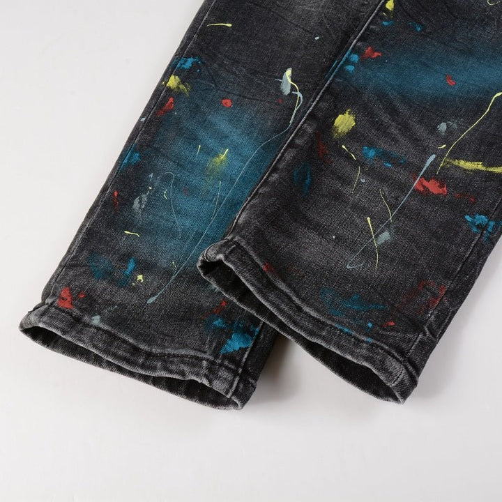 Amiri Sprühfarben Besprühte Schwarze Jeans Herren - Luxuriöse Designer Denim