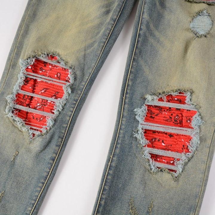 Amiri Patch-Effekt Blue Jeans: Luxuriöse Designer Denim mit Rock'n'Roll Flair