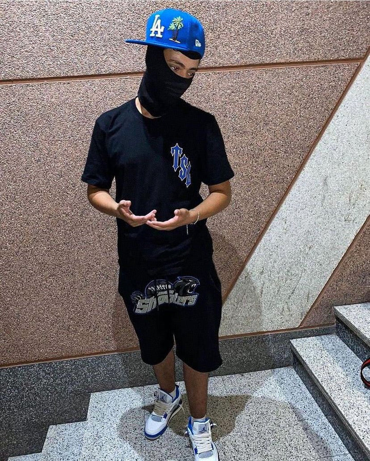 Trapstar London Shooters Schwarzes Kurzset: Premium Urban Streetwear Zweiteiliges Outfit