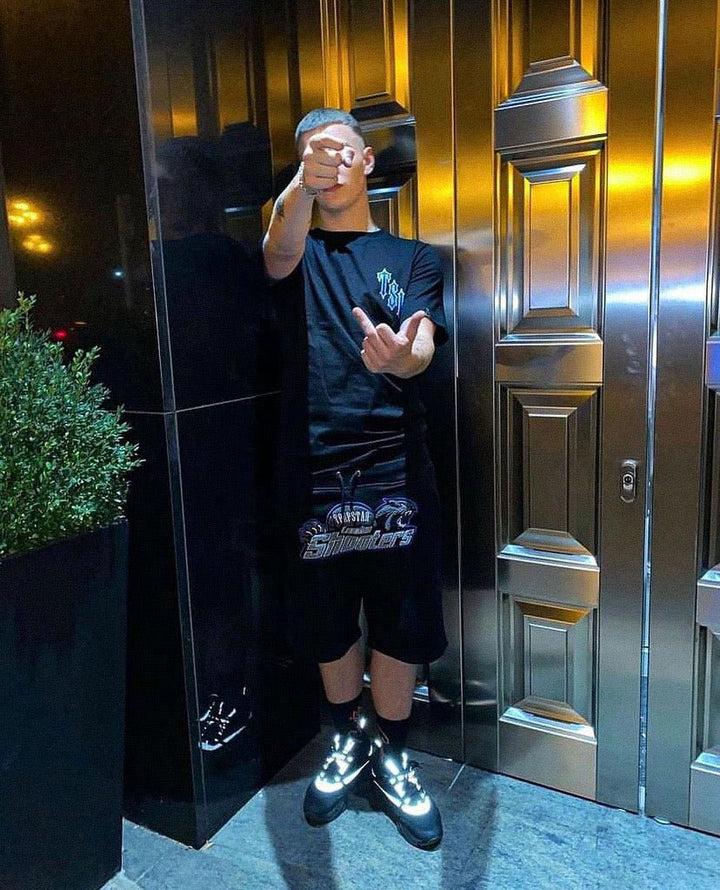 Trapstar London Shooters Schwarzes Kurzset: Premium Urban Streetwear Zweiteiliges Outfit