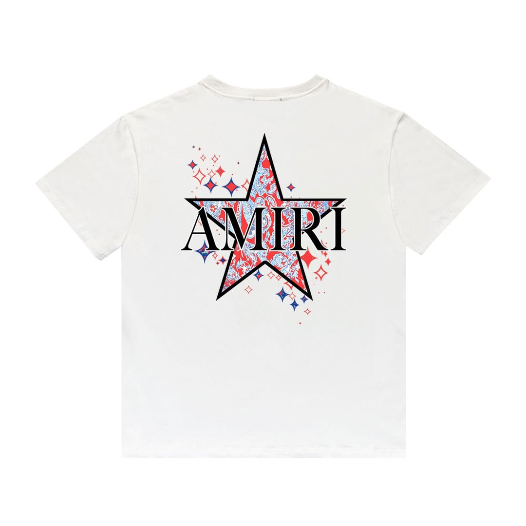 Amiri Paisley Stern T-Shirt Luxuriöses Designer Oberteil Baumwolle Streetwear Herren Mode