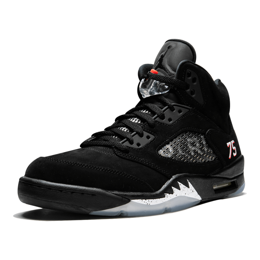 Air Jordan 5 Retro BCFC PSG Sneaker – Schwarzes Nubuk, Kultiges Design