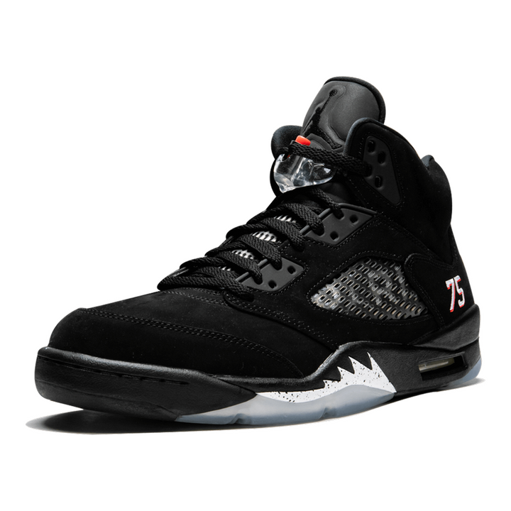 Air Jordan 5 Retro BCFC PSG Sneaker – Schwarzes Nubuk, Kultiges Design