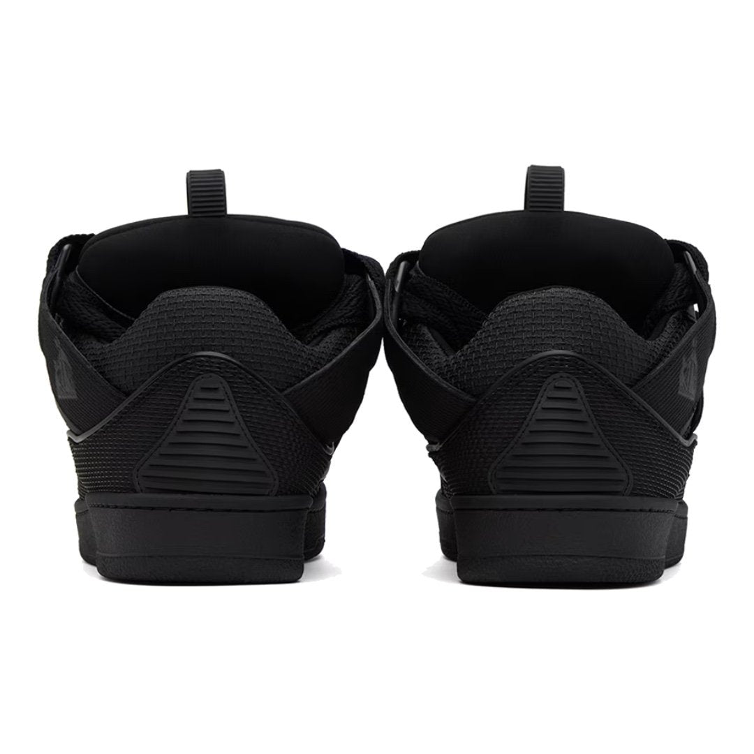 Lanvin Curb Low-Top Sneaker: Schwarzes Kalbsleder Wildleder Mesh Luxus Design