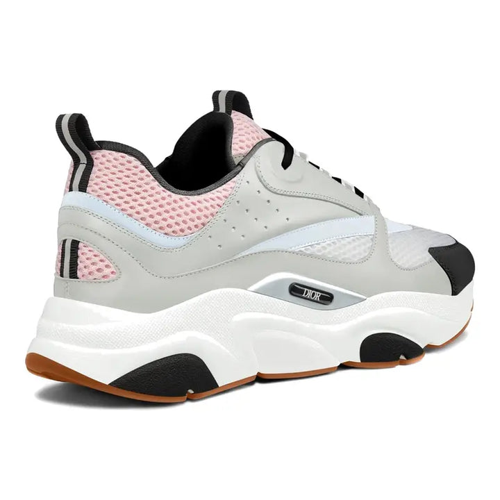 Dior B22 Damen Luxus Sneaker Blassrosa Grau Mesh Leder Retro Laufschuh