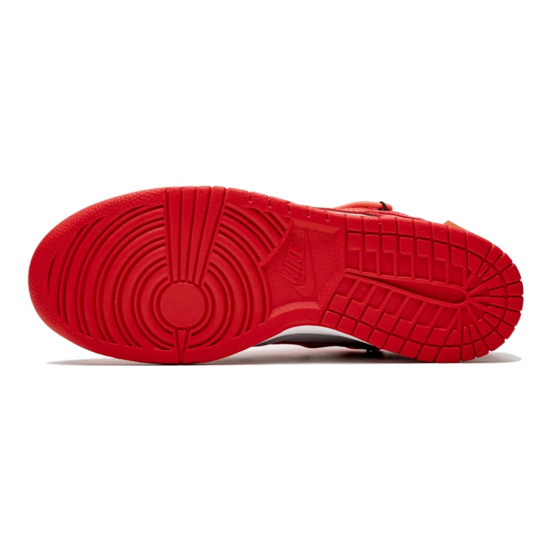 Exklusiver Nike Dunk Low Off-White University Red Sneaker Herrenschuh mit Doppel-Schnürsystem