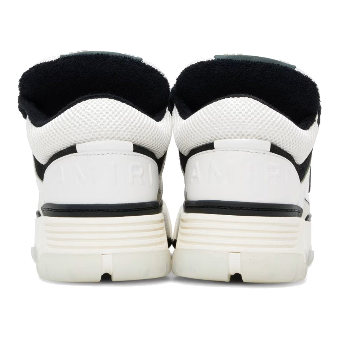 Amiri MA-1 Luxus-Sneaker Weiß Schwarz Leder Chenille Skater-Stil High-End