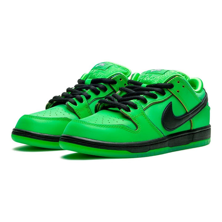Nike SB Dunk Powerpuff Girls Buttercup Glänzende Leder Sneaker Grüne Edition